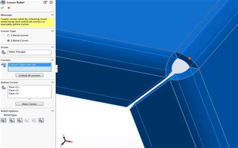 sheet metal corner relief design|solidworks sheet metal corner.